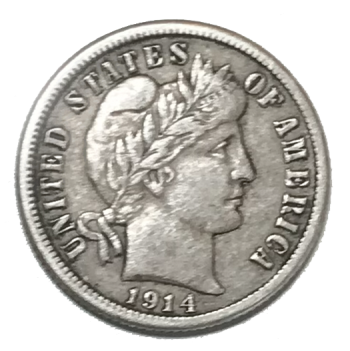 1914 Barber Dime XF EF Extremely Fine 90% Silver 10c